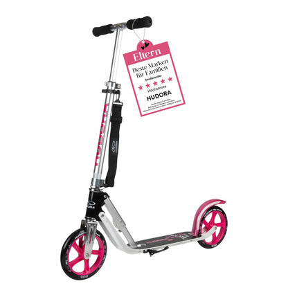 HUDORA BigWheel 205 Scooter - Stable aluminum scooter - Height-adjustable & foldable city scooter with stand - Sporty scooter for kids & adults up to 100kg.