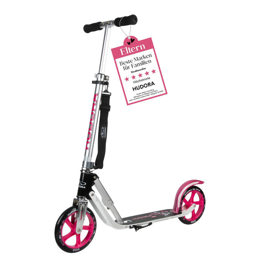 HUDORA BigWheel 205 Scooter - Stable aluminum scooter - Height-adjustable & foldable city scooter with stand - Sporty scooter for kids & adults up to 100kg.