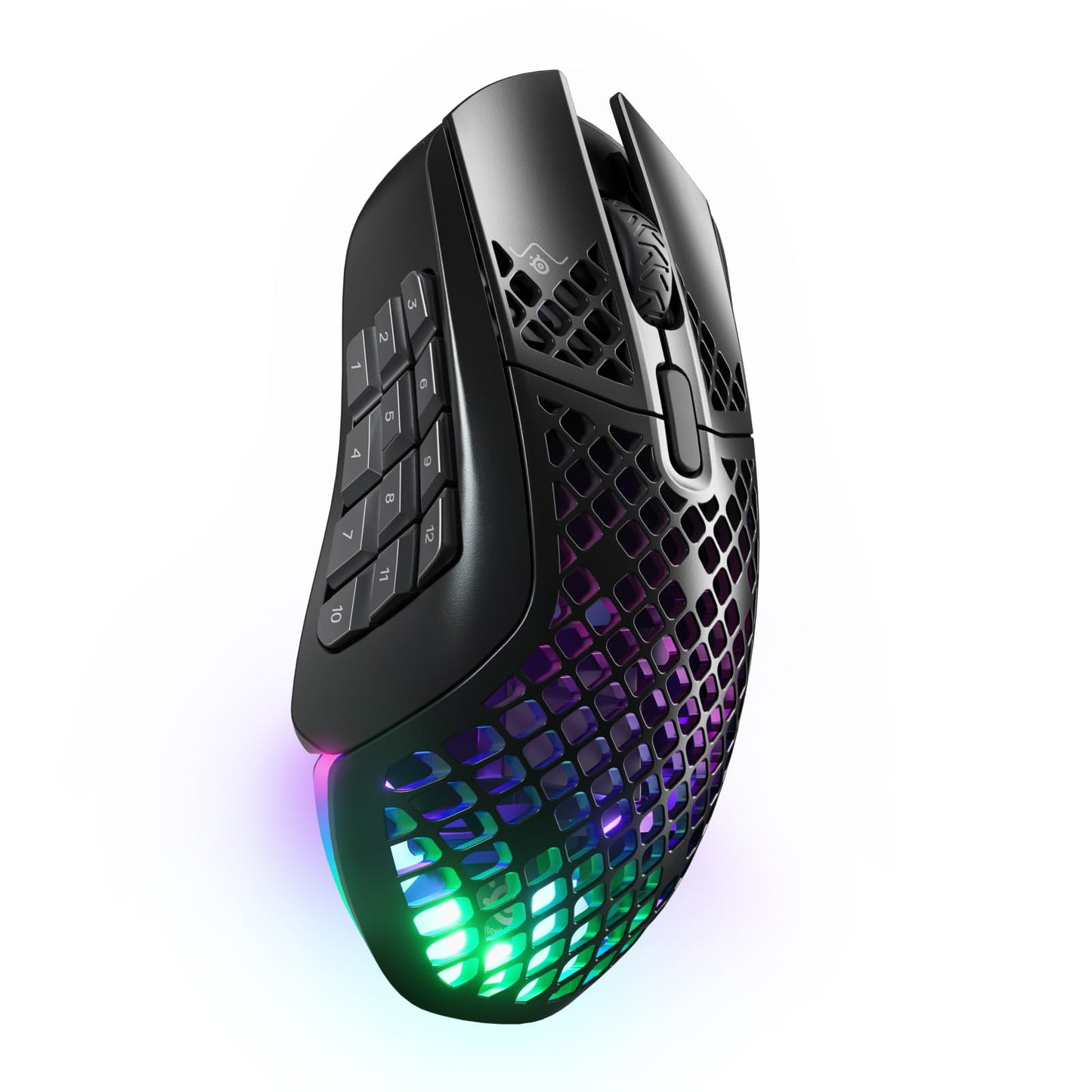 SteelSeries Aerox 9 Wireless - RGB gaming mouse with surface cutouts - Lightweight, water-resistant design - 18 buttons - Bluetooth/2.4GHz - Optical TrueMove Air Sensor with 18,000 DPI
