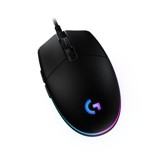 Logitech G203 Gaming Mouse with customizable LIGHTSYNC RGB lighting, 6 programmable buttons, gaming-grade sensor, 8,000 DPI tracking, lightweight - Black