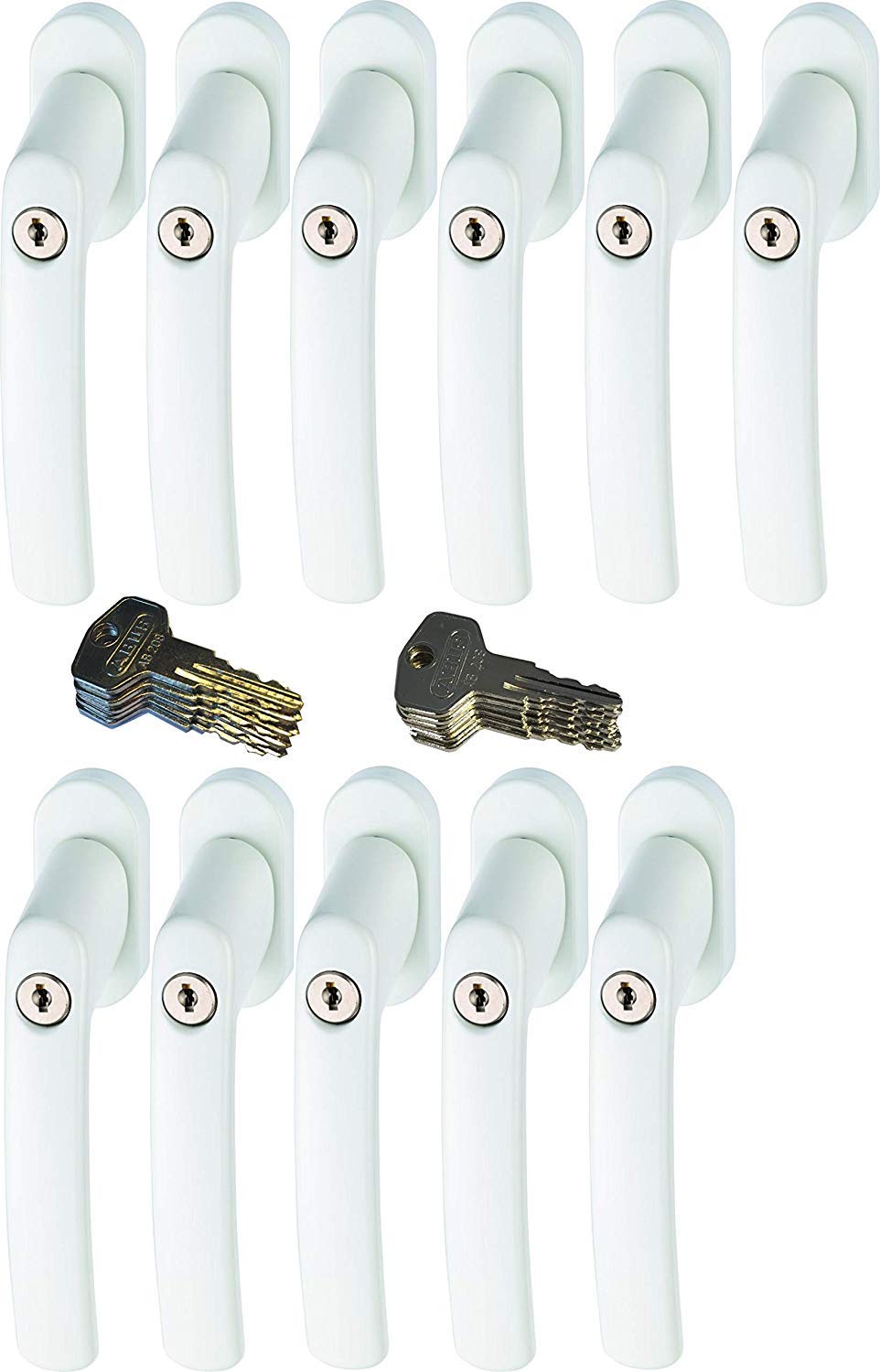 ABUS FG200 W SB lockable window handle, white in a set of 11 pieces