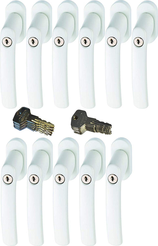 ABUS FG200 W SB lockable window handle, white in a set of 11 pieces