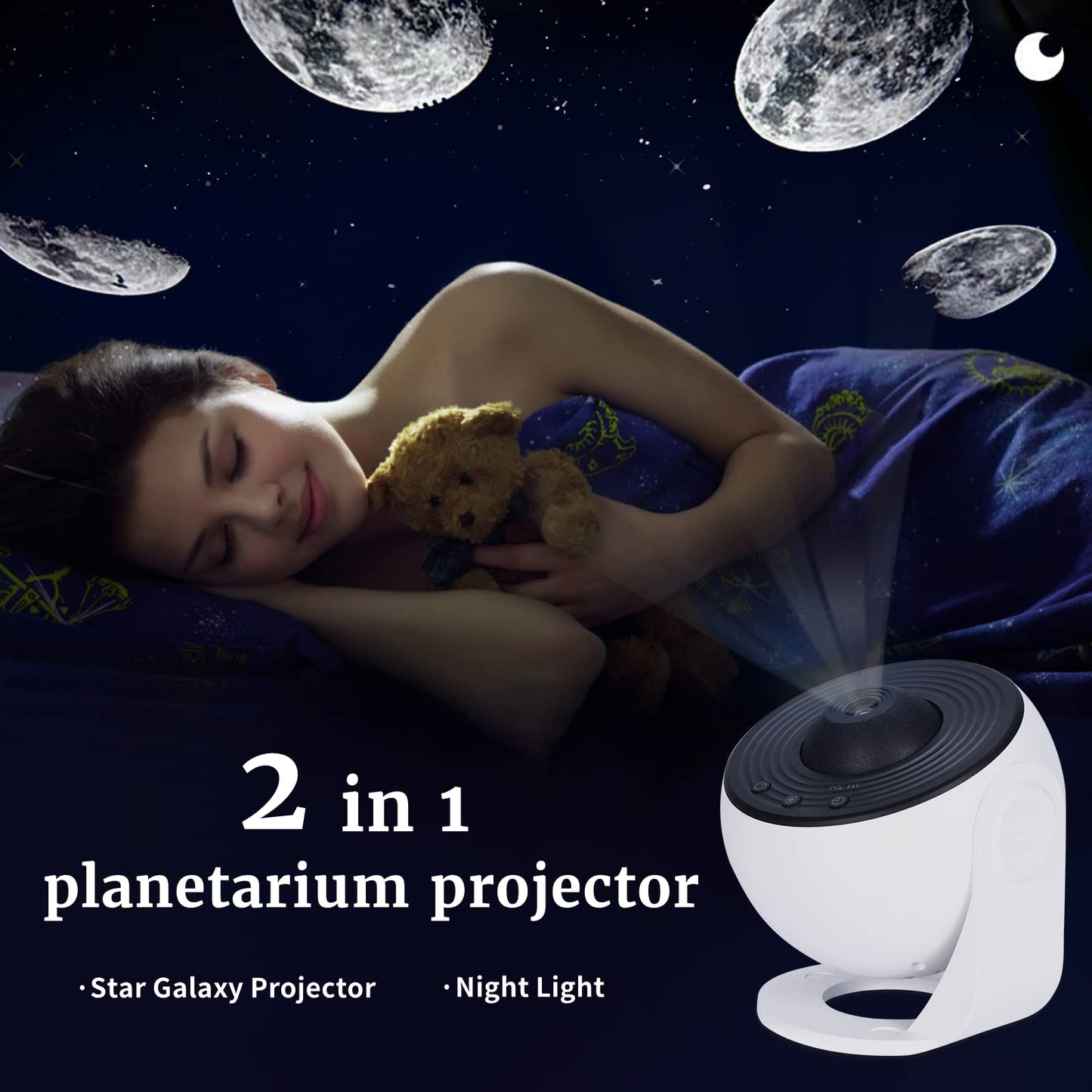 Febotak Home Planetarium Nebula Moon Planet Star Ceiling Projector with 12 films, Galaxy Light 3D Night Light Projection Lamp, Zoom, Timer