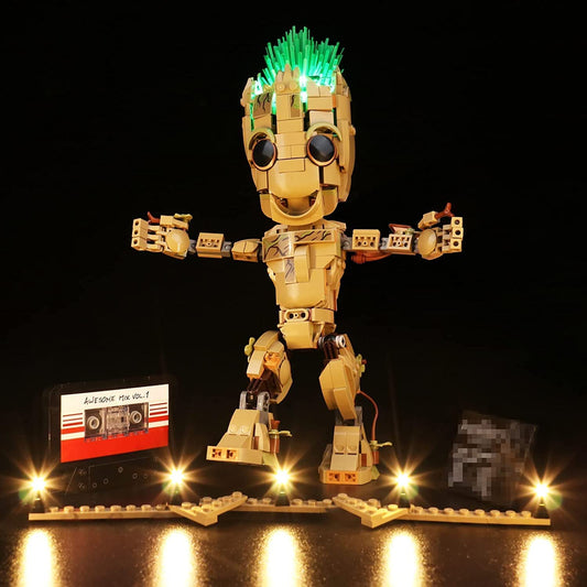 BrickBling LED light set compatible with Lego 76217 Marvel I Am Groot toy, LED lighting set compatible with Lego I Am Groot Creative Gift (No Model)- Standard Version