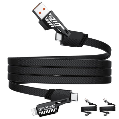 Joywind 3-Pack 4-in-1 USB-C Charging Cable 1m • 65W PD Fast Charging + Data Transfer • Compatible with iPhone 16/15/14, Samsung Galaxy, Google Pixel, CarPlay (Black)