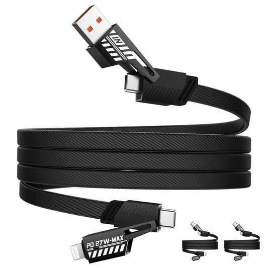 Joywind 3-Pack 4-in-1 USB-C Charging Cable 1m • 65W PD Fast Charging + Data Transfer • Compatible with iPhone 16/15/14, Samsung Galaxy, Google Pixel, CarPlay (Black)