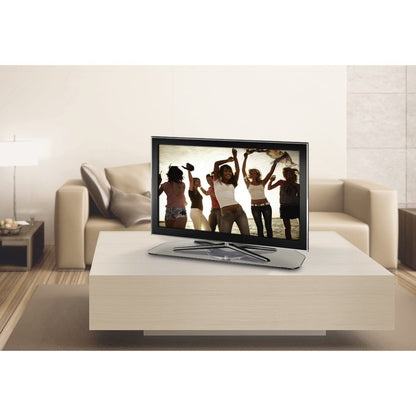 Hama TV turntable for TVs and monitors up to 60 kg, rotates 360°, 60 x 40 cm, safety glass, transparent.