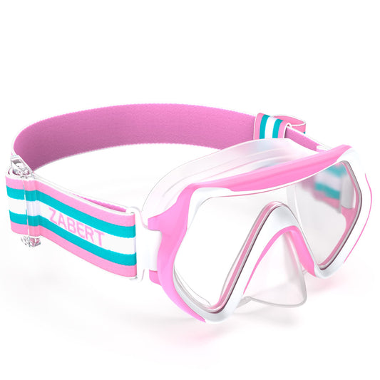 ZABERT M9 kids diving mask, girls swimming goggles for 2 3 4 5 6 years, child snorkel mask dive mask kid diving mask swimming mask V2 pink white