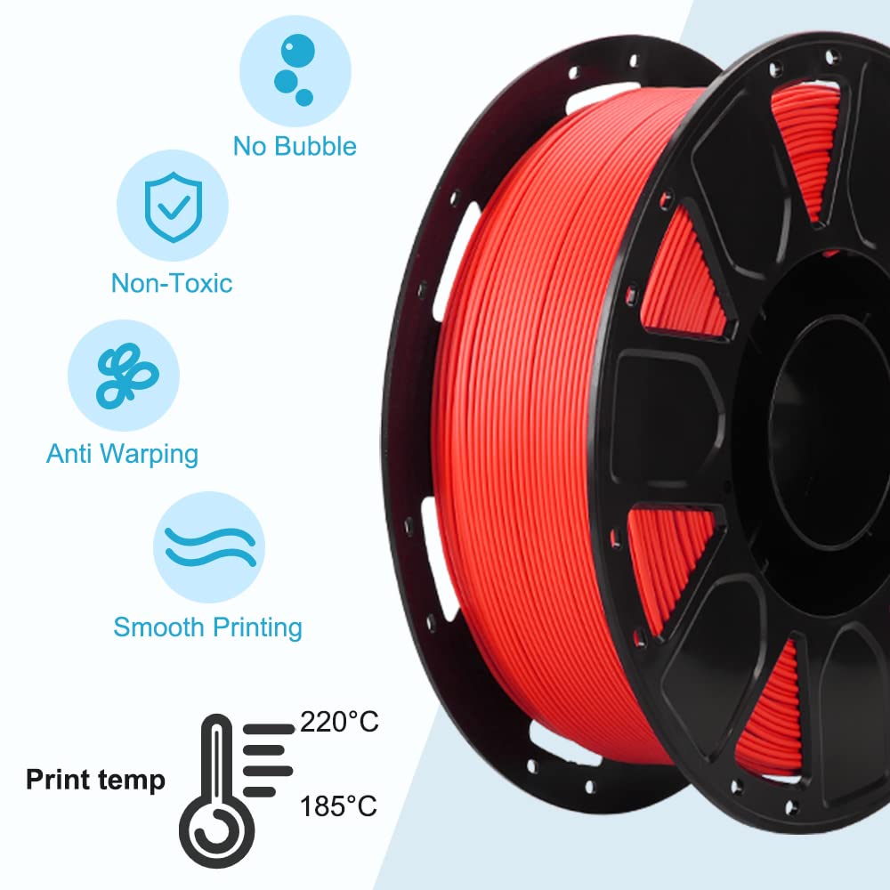 Official PLA filament 1.75mm, 3D printer filament, filament 3D printing materials, Tolerance: ±0.03mm, 1kg (2.2LBS)/Spool, Red