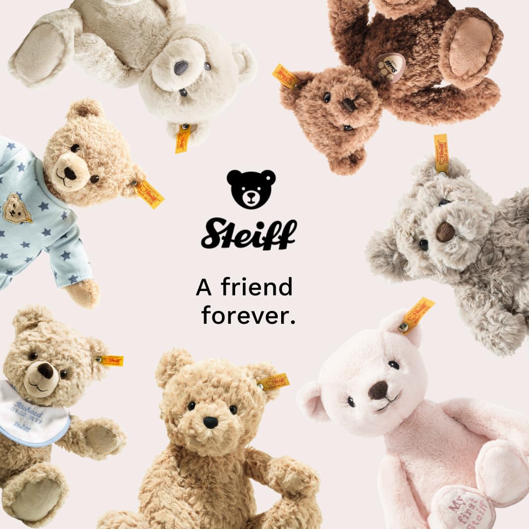 Steiff cuddly toy Hoppie Hare snuggle blanket, Cute stuffed animal, Boys, Girls & babies from 0 months, Friends, 26 cm, Light grey, 242250