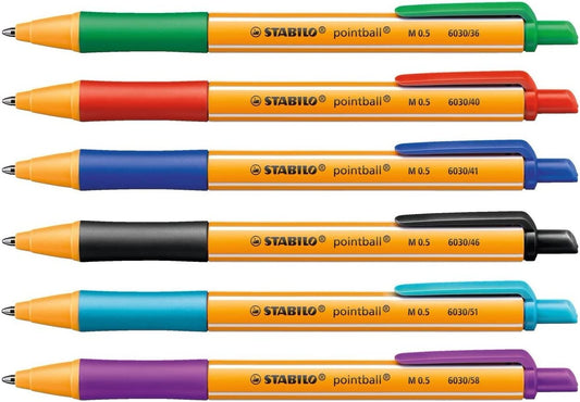Ballpoint pen - STABILO pointball - 2x 6-pack - with 6 different colors