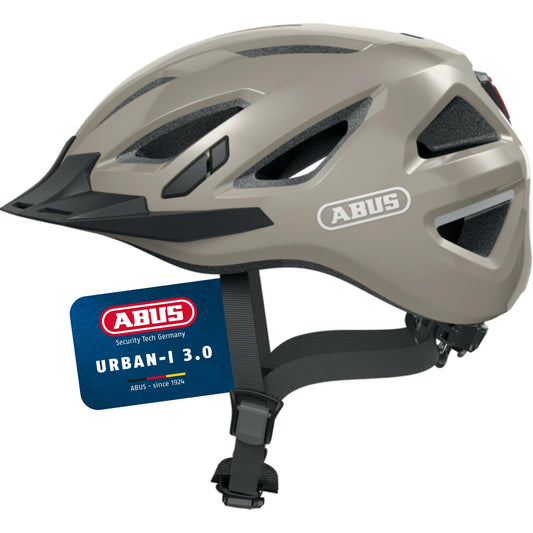 ABUS Urban-I 3.0 City Helmet - bike helmet with rear light, visor, and magnetic closure - for men and women - Grey Glossy, Size L