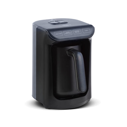KARACA Hatır Roast Turkish Coffee Maker, Shiny Black, 5 cup capacity, lots of foam, 535W, voice warning system, light warning system, measuring spoon, easy cleaning.