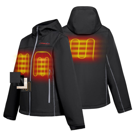 CONQUECO Heated Jacket for Women, Electric Heated Coat Waterproof Windproof with Battery for Outdoor Work and Daily Wear.
