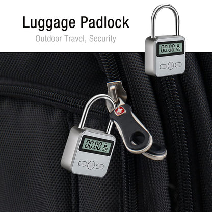 CJBIN Digital Time Lock with LCD Display, Kitchen Safe Time Lock Rechargeable USB Security Padlock, Prevent bad habits (Silver)