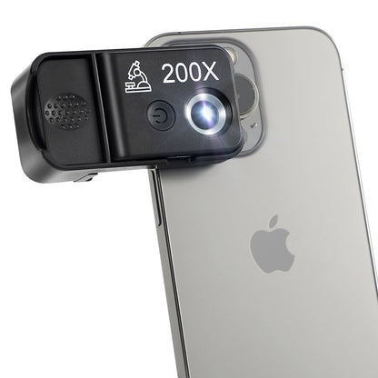 HidWee 200x mobile microscope with LED, mini microscope lens for smartphone camera with CPL, pocket microscope for exploring Micworld Digital with iPhone.