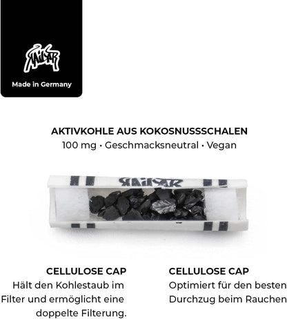 KAiLAR 250 PINK Cellulose Activated Charcoal Filter Slim (6 mm) with vegan activated charcoal from coconut shells | For a less harmful and gentle smoking experience without clogging.