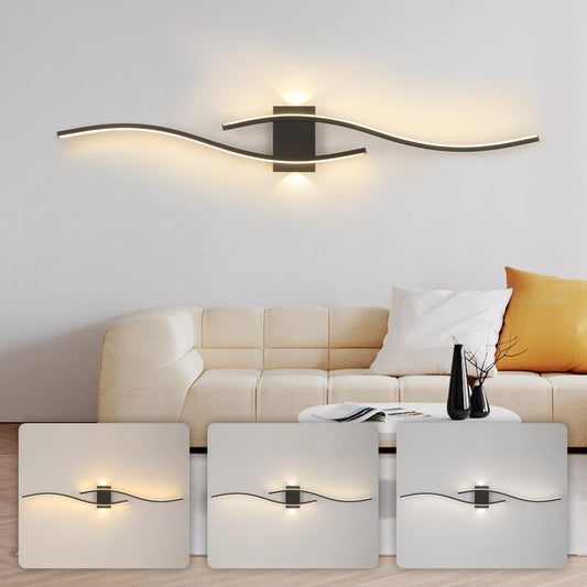 BRIMETI LED wall light Black 100CM Long Indoor Wall Lamp 21W Aluminum 230V Modern hallway light Three-color 3000K/4000K/6000K Wall lighting 1500lm, for living room bedroom hallway staircase kitchen