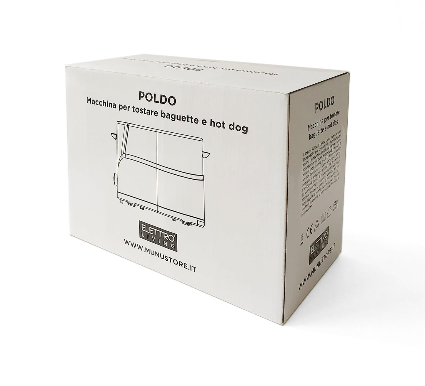 Elettro Living Poldo Elettroliving Baguette and hotdog machine with sausages and bread, crumb tray and non-slip feet, perfect for gifts, parties, and gatherings.
