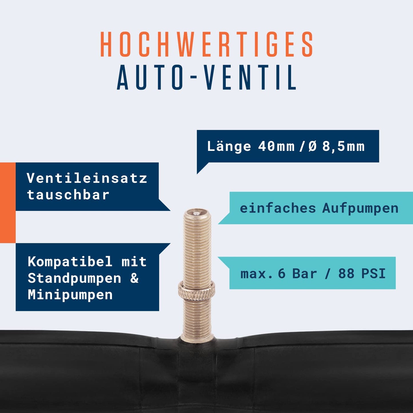 Alphatrail bike tube Rick 28 inch AV auto valve 2X set with mobility guarantee | Compatible with bike tires Schwalbe, Continental, Conti, Michelin, Kenda & Maxxis.