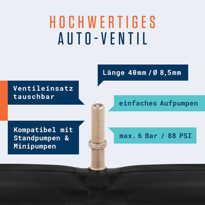 Alphatrail bike tube Rick 28 inch AV auto valve 2X set with mobility guarantee | Compatible with bike tires Schwalbe, Continental, Conti, Michelin, Kenda & Maxxis.