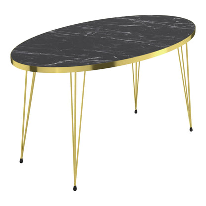 [en.casa] Coffee table Skævinge side table 43 x 90 x 50 cm Made of chipboard and metal Coffee table for living room bedroom Marble, black/gold