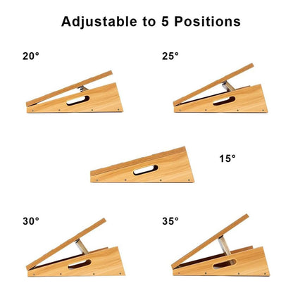Professional wooden slant board, adjustable incline board and calf stretcher, stretch board - extra side handle design for portability - 40.6 x 31.8 cm, 5 positions (350 lb capacity)