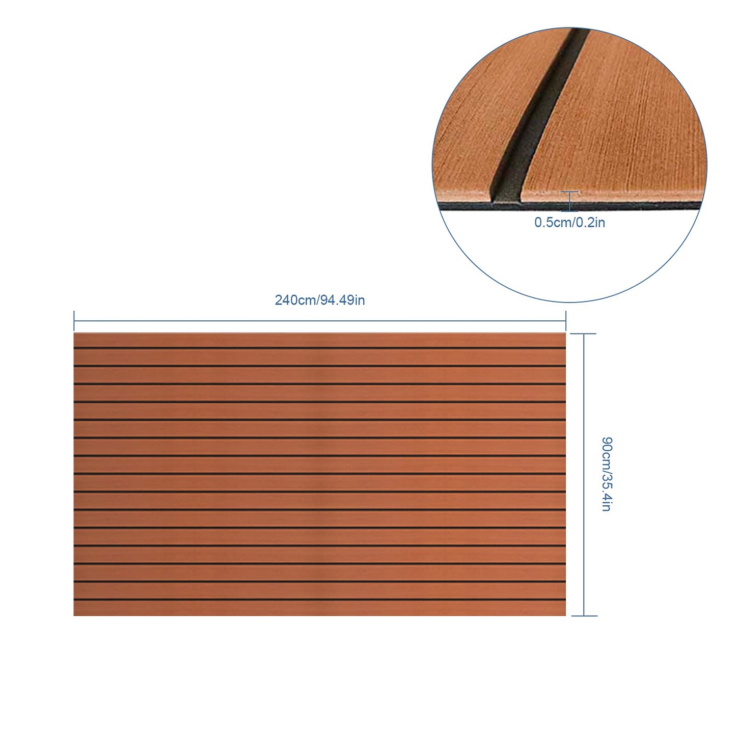 Enjoyable Teak Wood Boat Flooring, Eva Marine Non-Slip Mat Floor Covering for Boats, Self-Adhesive Floor Non-Slip Mat Marine Non-Slip Deck Carpet for Yachts Cars 240 x 90 x 0.6 cm