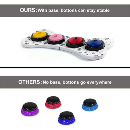 WHATOOK Dog Buttons Communication for Cat Dog, Buzzer with Recording Function, 4-Pack Recordable Training Sound Pad for Dogs Kids Press for Interaction, Games to Communicate and Speak