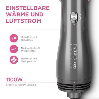 4 IN 1 Hair Dryer Hot Air Brush Set, PARWIN PRO BEAUTY Styler Set, Blow Dryer Brush with 4 Attachments for Drying, Smoothing, Volume, and Styling, Ion Care, 1000 Watt
