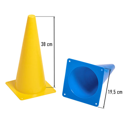 8LevelUp cones 8-piece set - 38 cm (15 inches) cones (4 yellow and 4 blue cones) - flexible, safe, and sturdy for soccer, equestrian, dog training, horse training, etc.