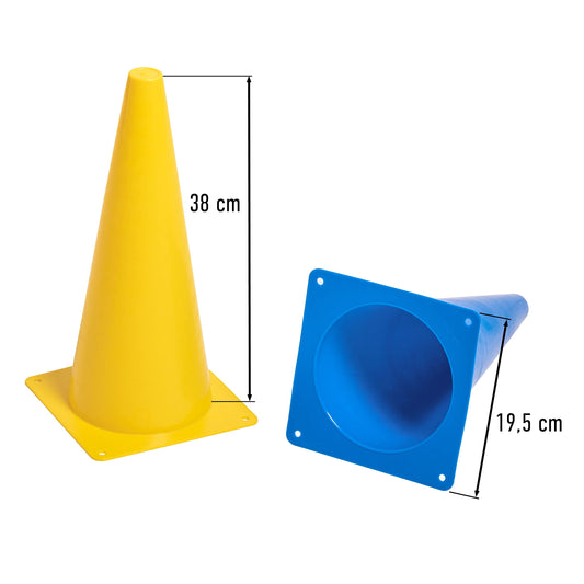 8LevelUp cones 8-piece set - 38 cm (15 inches) cones (4 yellow and 4 blue cones) - flexible, safe, and sturdy for soccer, equestrian, dog training, horse training, etc.