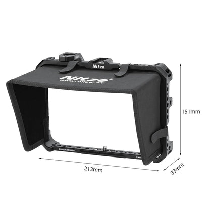Nitze cage for Atomos Shogun Connect/Shogun/Shogun Ultra, monitor cage with mounting plate and sunshade - JT-A03C.