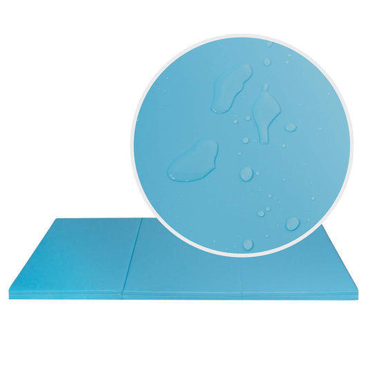 CCLIFE gymnastics mat 180x60x5cm for kids, foldable, for home workouts, non-slip, light blue color