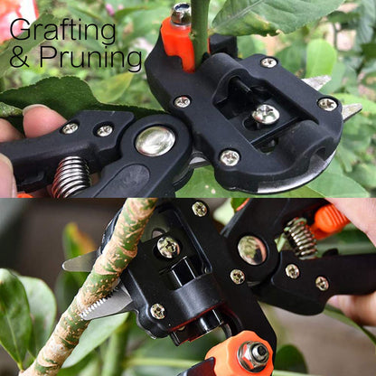 Yolando Fruit Tree Grafting Shears, 2-in-1 Professional Garden Fruit Tree Grafting Shear Ratchet Shear Set, Single-handed Grafting Cutting Tool for Flowers Tree Plant Branches, Garden Grafting Tool