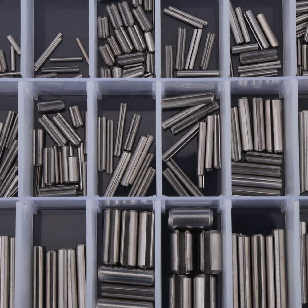 280pcs Tension Pins Split Cotter Pins M1.5 M2 M2.5 M3 M4 M5 M6 M8 Stainless Steel Spring Tension Sleeve Set with Box