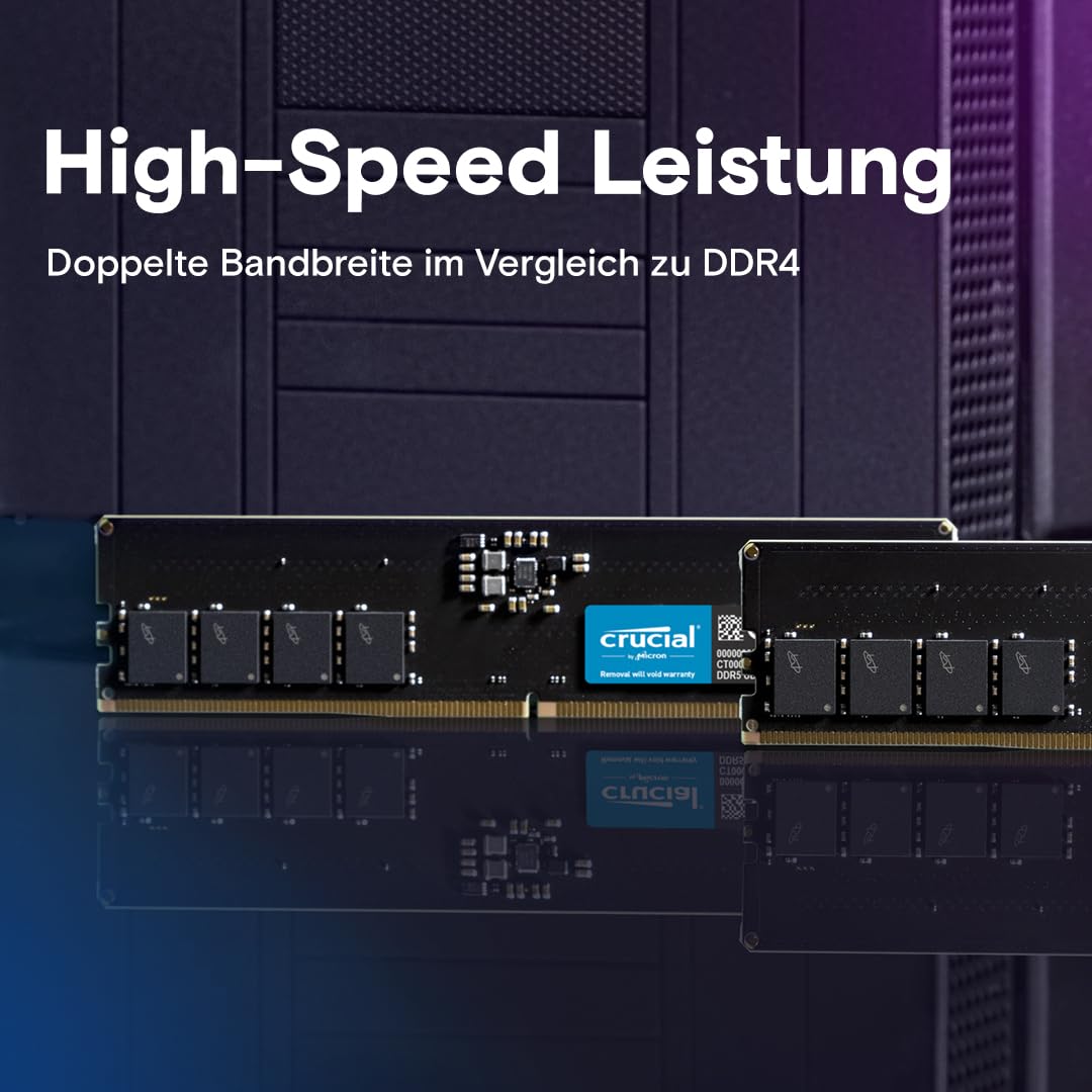 Crucial DDR5 RAM 16GB 5600MHz, PC computer memory, (also available in 5200MHz / 4800MHz) CL46 - CT16G56C46U5