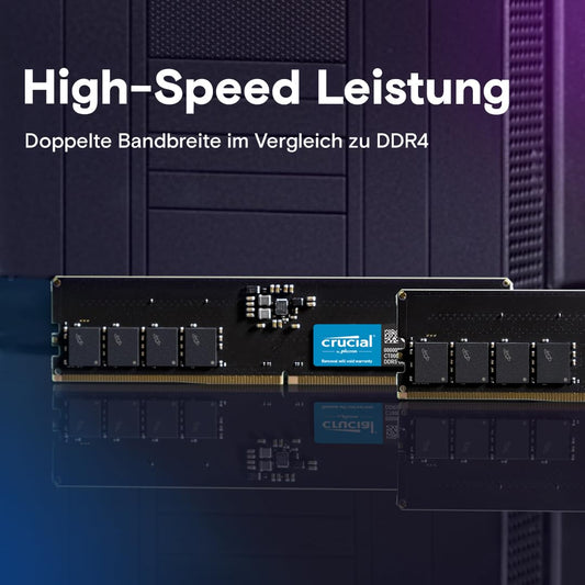 Crucial DDR5 RAM 16GB 5600MHz, PC computer memory, (also available in 5200MHz / 4800MHz) CL46 - CT16G56C46U5