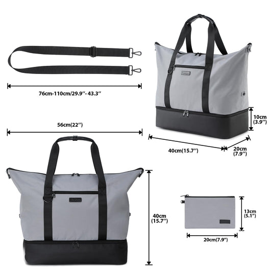 Dizdvizd travel bag for men and women, sports bags with shoe compartment and wet compartment, waterproof weekender training bag swim bag gym bag, portable carry-on duffel bag.