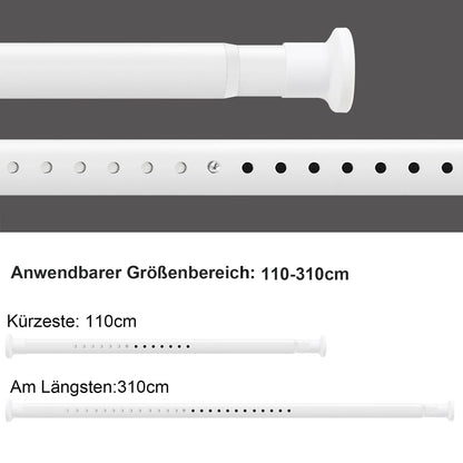 GOLDION Curtain Rod Multi-functional Telescopic Rod without Drilling 110-310cm Matte White Extendable Clamp Curtain Rod - Extra Long Telescopic Rod - for Room Divider, Curtain, and Balcony