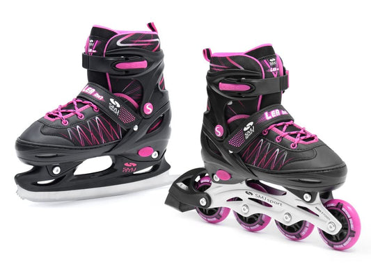 SMJ sports Kids Girls 2IN1 Inline Skates Ice Skates Adjustable Inline Skates ABEC7 LEA