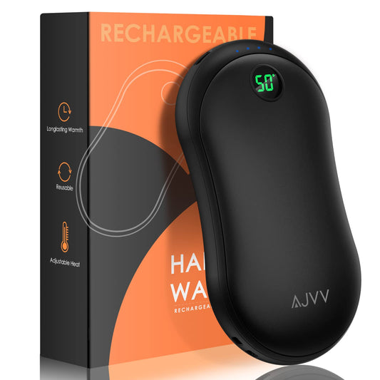 Rechargeable hand warmer with 10000mAh portable power bank, digital electric hand warmer with 3 heat levels. Great winter gift for women, men, families, and outdoor sports.