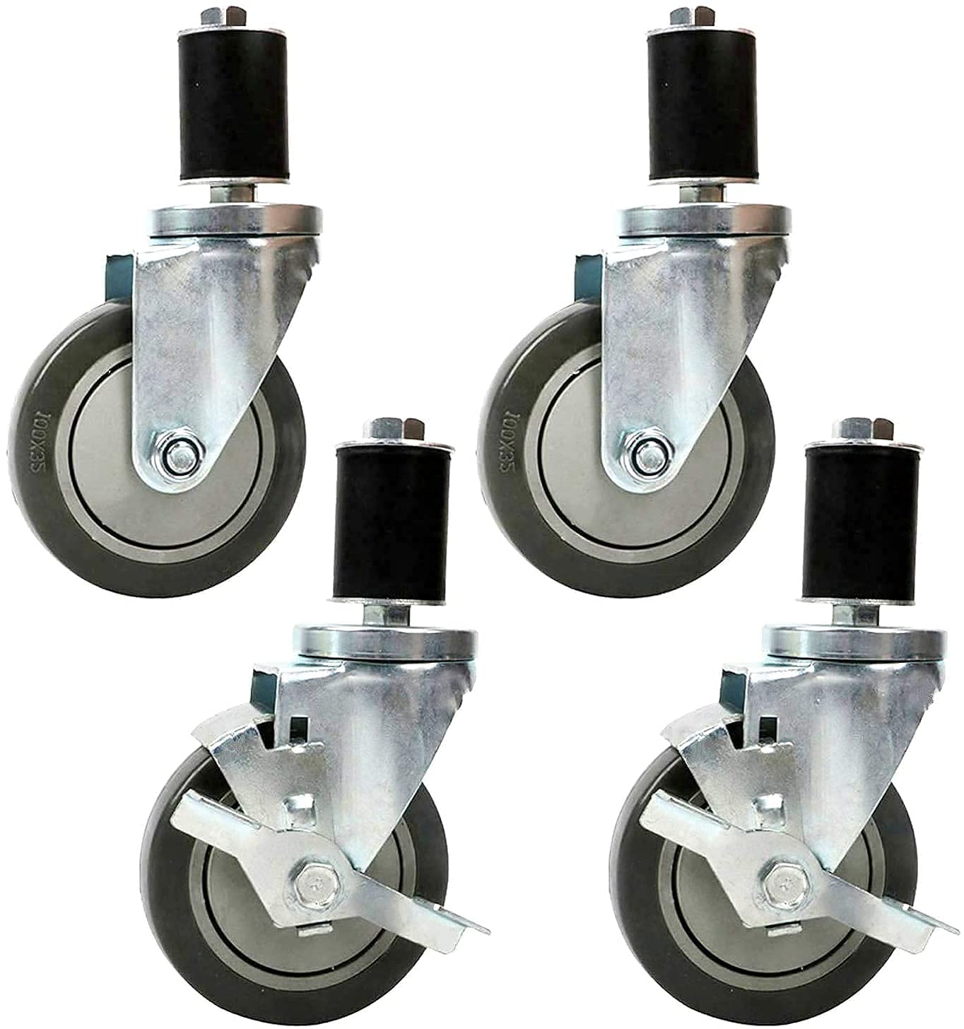 4 pieces heavy-duty casters M12 swivel casters, 100mm PVC wheel casters with brake load capacity 480 KG heavy-duty casters for transportation Non-slip quiet swivel casters Furniture caster