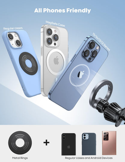 Lamicall car phone mount for MagSafe car mount - [20x N52 magnet] Universal magnetic phone holder for car, vent mount for iPhone 16 15 14 13 12 Pro Max Magsafe case smartphone