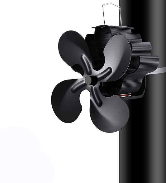4 Blade Stove Fan with Screwdriver Wood Stove Pipe Fan, Heat Powered, Environmentally Friendly on Chimney for Wood Burner/Stove Fans