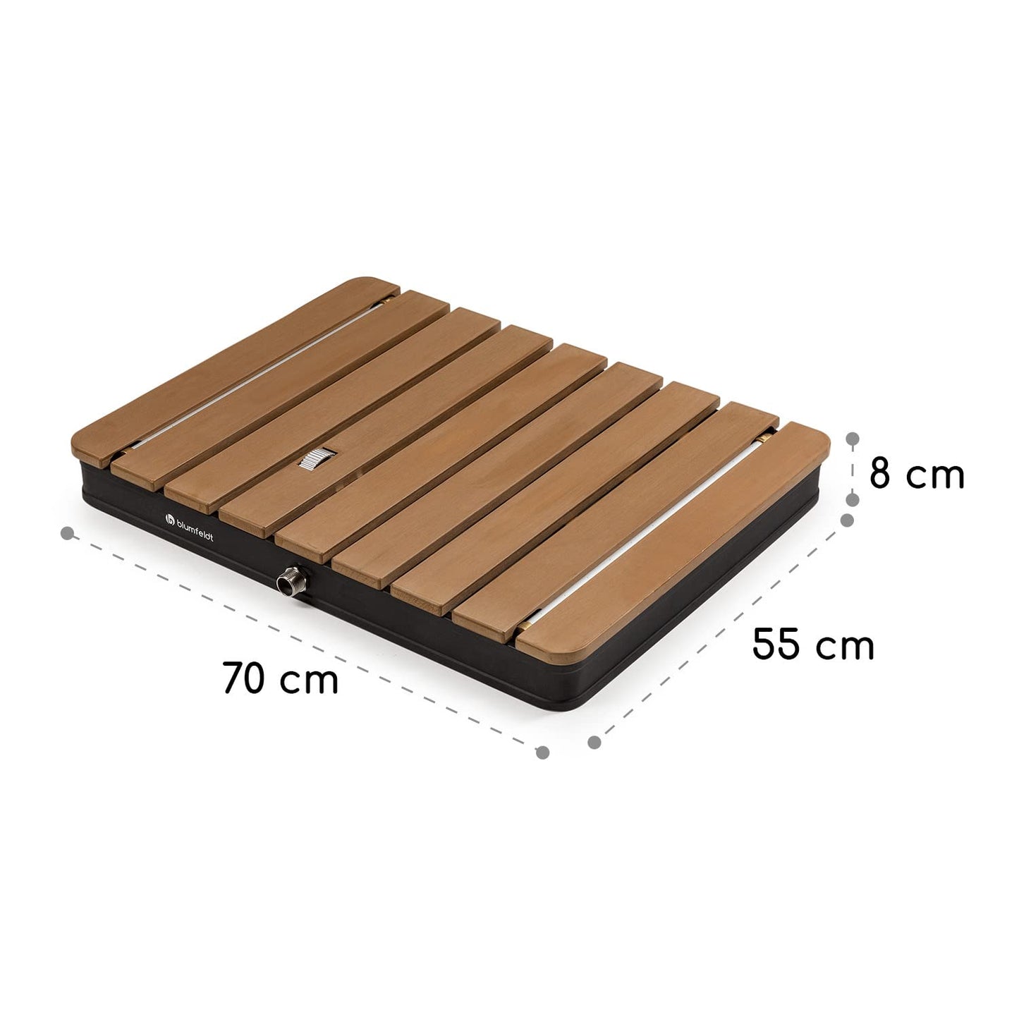 Blumfeldt Mobile Garden Shower, outdoor shower for the garden, floor shower with 4m fountain height, floor garden shower with wood look for pool & sauna, outdoor shower waterproof, frost- & UV-resistant