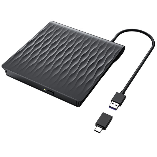 LPUNCD External DVD CD Drive External USB 3.0 & Type-C, 2025 Upgrade External DVD Drive for Laptop External CD/DVD Burner +/-RW for Desktop, Compatible with Windows 11/10/XP/8/7/Vista/Linux/MacOS