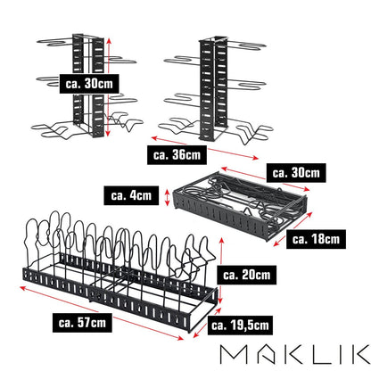 MAKLIK Telescopic Pan Rack with 12 Shelves - Lid Organizer Kitchen Accessory - Pot Organizer Cabinet Drawer Organization System Kitchen Organizer Pan Divider Pot Lid Holder Pot Rack
