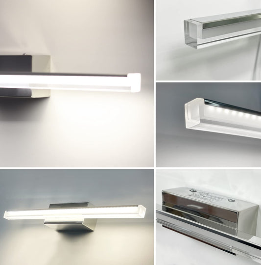 DILUMEN Bathroom Lamp Wall 40cm, stainless steel, crystal acrylic, Bathroom Wall Lamp Led 9w 1100lm Neutral White 4000K, Wall Bathroom Lamp, Mirror Light Modern IP44 Waterproof.