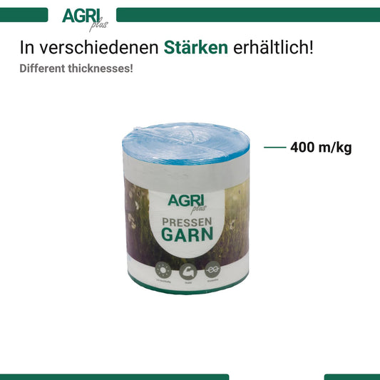 AGRI plus bale twine in Blue I 2 pieces of 5 kg each I 400 m/kg I High-quality twine for high-pressure bale presses I Durable agricultural twine made from PP I Weather-resistant, sturdy & tear-resistant
